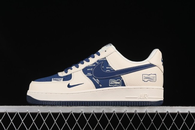 Nike Air Force 1'07 Low Balenciaga Collaboration Blue Woven Label Low-Top Casual Sneakers - DF0188-062