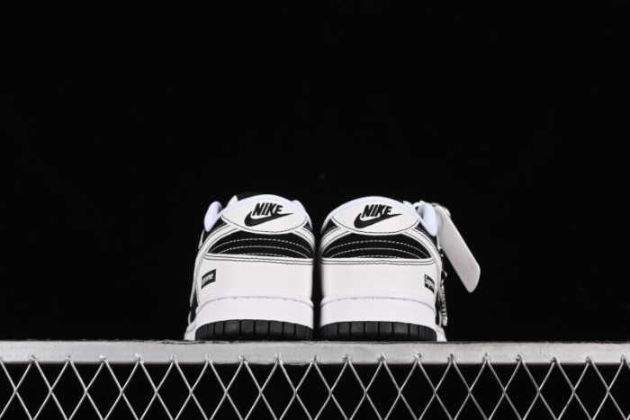 Nike SB Dunk Low Supreme Collaboration - Reverse Black White Swoosh Anniversary Custom Low-Top Casual Sneakers - FC1688-144 1
