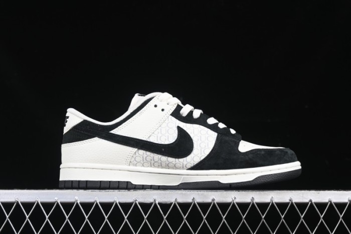 Nike SB Dunk Low Gucci Collaboration Black White Lettering Anniversary High-End Custom Low-Top Casual Skate Shoes - DJ2024-098
