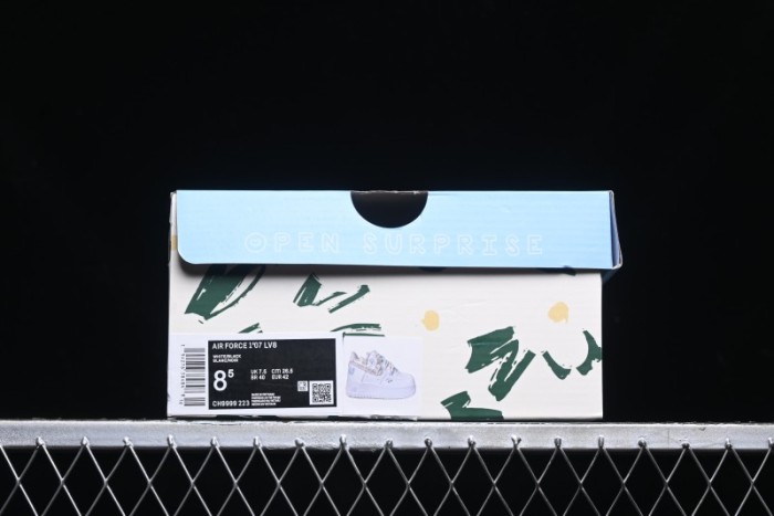 Nike Air Force 1 '07 Low Casual Sneakers with Valentines Day Theme and Blue Bow Detail - CH9999-223