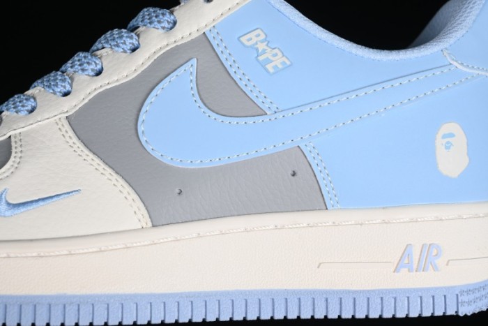 Nike Air Force 1 '07 Low Bape Collaboration - Light Grey Blue Casual Sneakers BB9599-204