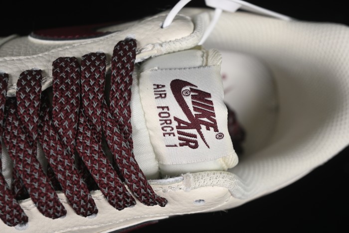 Nike Air Force 1'07 Low  Dream  Casual Sneakers with White Wine Red Swoosh - DR2024-105