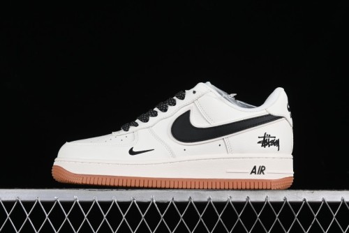 Nike Air Force 1 '07 Low Stussy Collaboration - Beige Black Gum Sole Low-Top Casual Sneakers - XZ5688-001