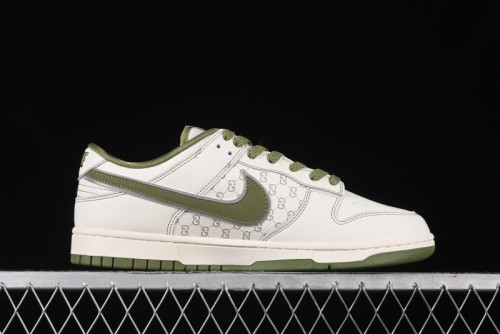 Nike SB Dunk Low Gucci Collaboration - Subtle Pattern Beige Green Swoosh Anniversary Custom Low-Top Casual Sneakers - KK1888-006