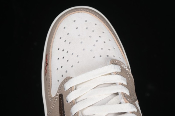 Nike Travis Scott x Fragment Design x Air Jordan 1 Low OG SP AJ1 Snake Year Limited Brown Snake Print Low Top Casual Sneakers - DM7866-074