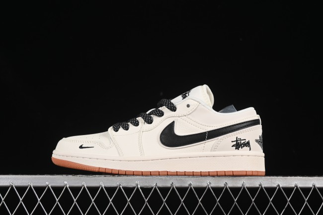 Nike Air Jordan 1 Low Stussy Collaboration Black Hook Crepe Sole High-End Custom Retro Basketball Shoes - XX3168-170
