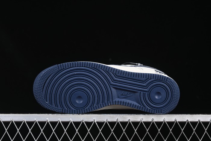 Nike Air Force 1 '07 Low UN Collaboration Navy Splatter Swoosh Casual Sneakers - XS1958-522