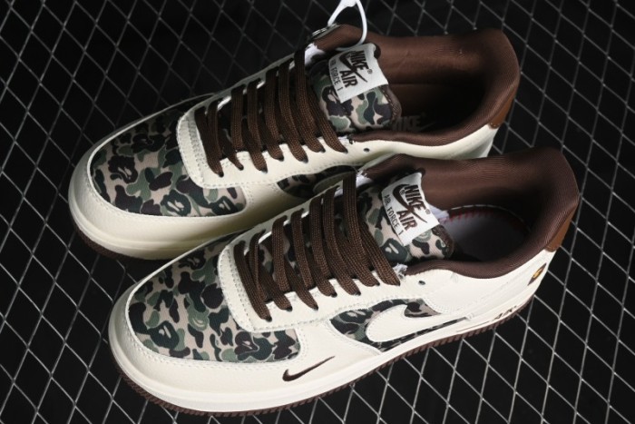 Nike Air Force 1 Low Bape Collaboration - Beige Camo Casual Sneakers - KK1988-019