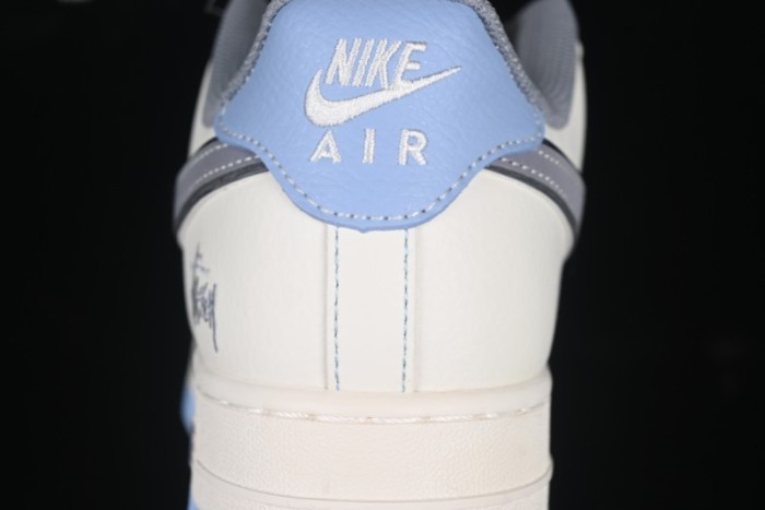 Nike Air Force 1 '07 Low Stussy Collaboration Light Grey Blue Sole Low-Top Casual Sneakers - XS1958-517