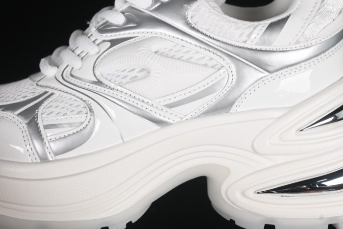 GG-CC Chunky Low Casual Fashion Sneakers with Thick Sole and Height Increasing Design - 2607 White