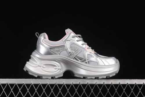 GG-CC 25ss New Platform Chunky Sneakers with 7CM Height Increase and Irregular Design - 668-2 Silver