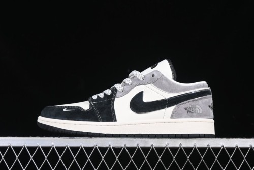 Nike Air Jordan 1 Low AJ1 The North Face Collaboration - Grey Black Toe Retro Basketball Shoes - XX3318-512