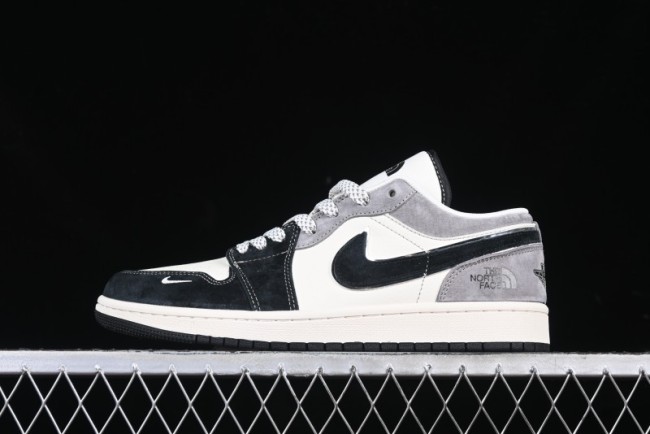Nike Air Jordan 1 Low AJ1 The North Face Collaboration - Grey Black Toe Retro Basketball Shoes - XX3318-512