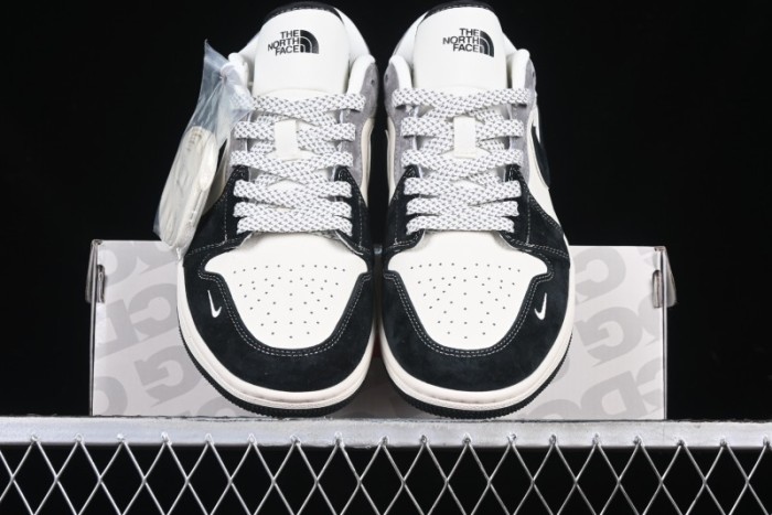 Nike Air Jordan 1 Low AJ1 The North Face Collaboration - Grey Black Toe Retro Basketball Shoes - XX3318-512