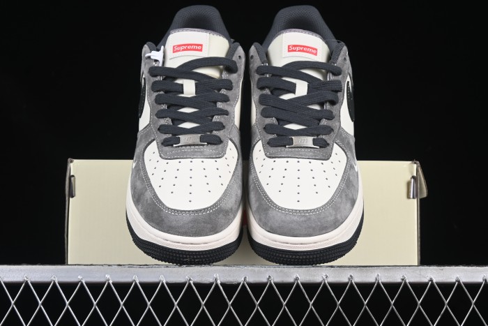 Nike Air Force 1 '07 Low Supreme Collaboration Black Grey Patchwork Casual Sneakers - XZ6188-792