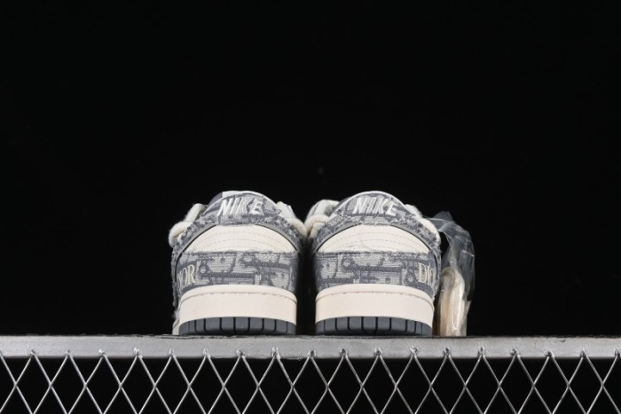 Nike SB Dunk Low Dior Collaboration - Strap Woven Grey Check Anniversary High-End Custom Low-Top Casual Sneakers - SJ2068-285
