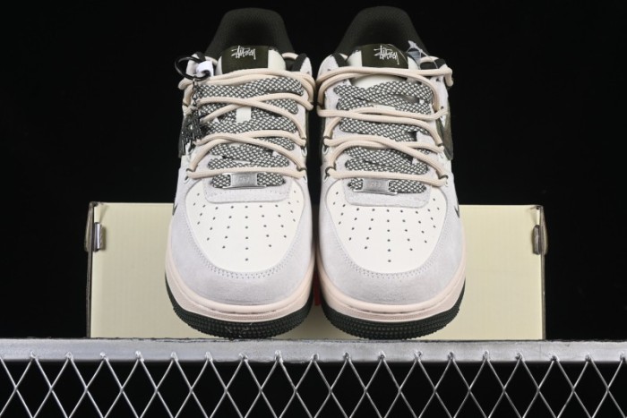 Nike Air Force 1 '07 Low Stussy Collaboration Camo Swoosh Drawstring Casual Sneakers - DM6688-014
