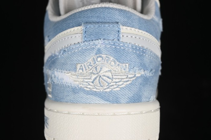 Nike Air Jordan 1 Low MLB Collaboration Retro Blue Denim Custom Basketball Shoes - DC2024-027