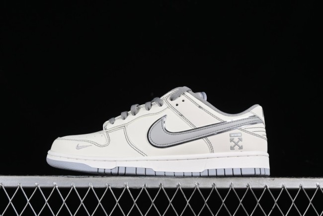 Nike SB Dunk Low OFF-WHITE Collaboration - Light Beige Grey Check Anniversary High-End Custom Low-Top Casual Sneakers - DJ2024-001