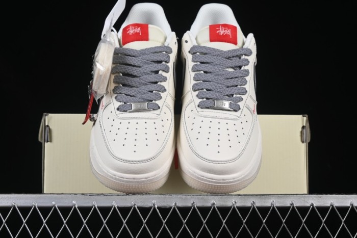 Nike Air Force 1 '07 Low Stussy Collaboration Dual-Tone Grey Swoosh Casual Sneakers - HH7518-037