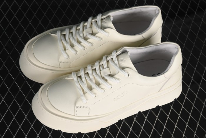 ECCO Street Light Series Autumn Platform Round Toe Versatile Casual White Sneakers 63311901002