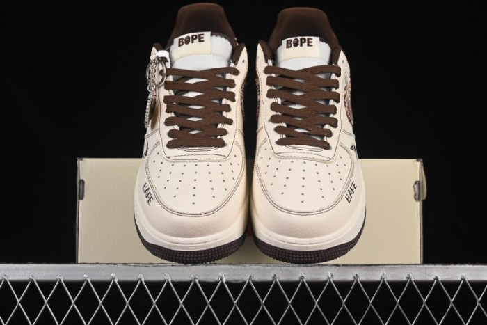 Nike Air Force 1 '07 Low Bape Collaboration Beige Camo Casual Sneakers - DF0188-052