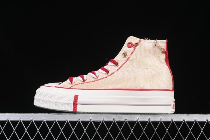 Converse 1970s CNY Year of the Snake Limited Edition High-Top Canvas Sneakers with Gold Star Chain and Metallic Snake Lace Jewelry - A13351C
