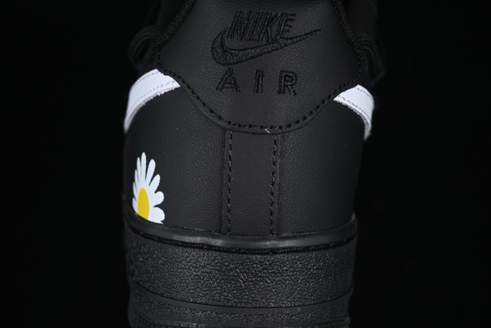 Nike Air Force 1'07 Low Casual Sneakers with 2D Daisy Black White Graffiti Hand-Painted Design - CK0316-063