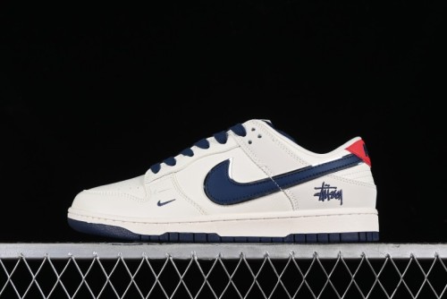Stussy x Nike SB Dunk Low Anniversary Custom Sneakers with Blue Swoosh - DQ1098-379