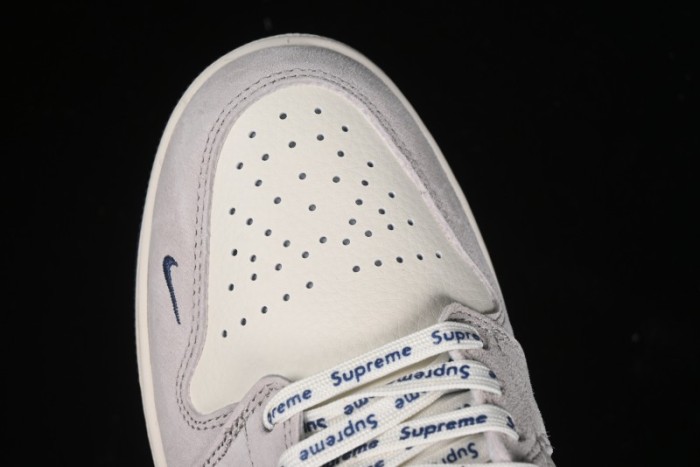 Nike Air Jordan 1 Low Supreme Collaboration - Pig Grey Print Custom Retro Basketball Shoes - LJ6688-009