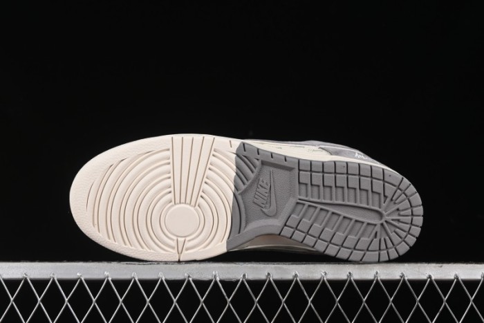 Nike SB Dunk Low Stussy Collaboration - Grey Pig Suede Patchwork Anniversary Custom Low-Top Casual Skate Shoes - CF3688-016