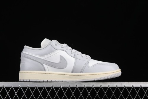 Nike Air Jordan 1 Low Casual Sneakers in White-Grey - FQ7687-300