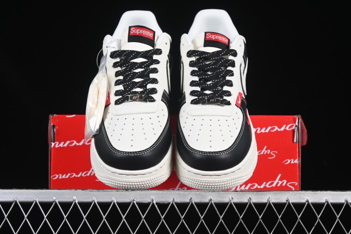 Nike Air Force 1 '07 Low Supreme Collaboration Two-Tone Red Swoosh Casual Sneakers - CS5288-004