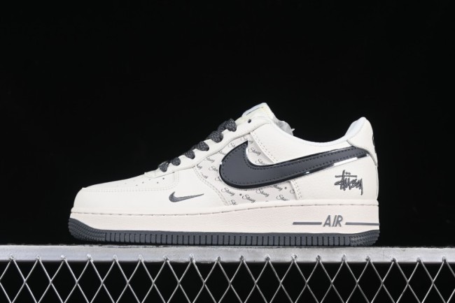 Nike Air Force 1 '07 Low Stussy Collaboration - Grey English Patchwork Low-Top Casual Sneakers - XZ3328-536
