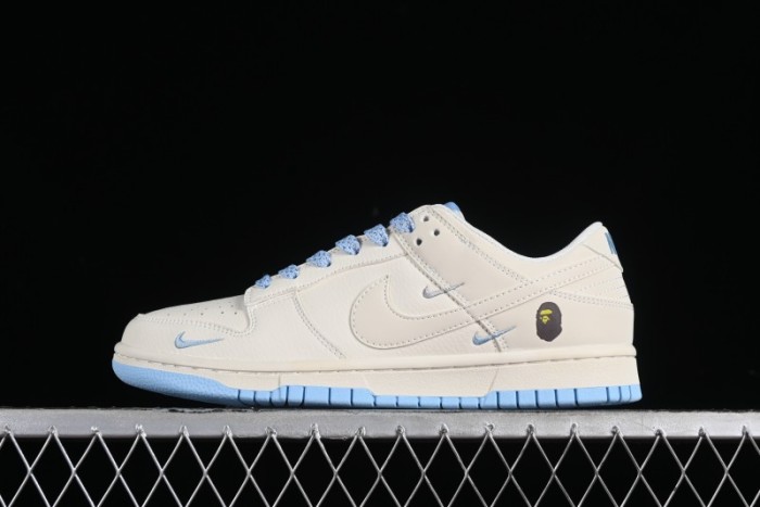 Nike SB Dunk Low BAPE Collaboration - Off-White Mini Blue Swoosh Anniversary High-End Custom Low-Top Casual Sneakers - XD6188-027 1