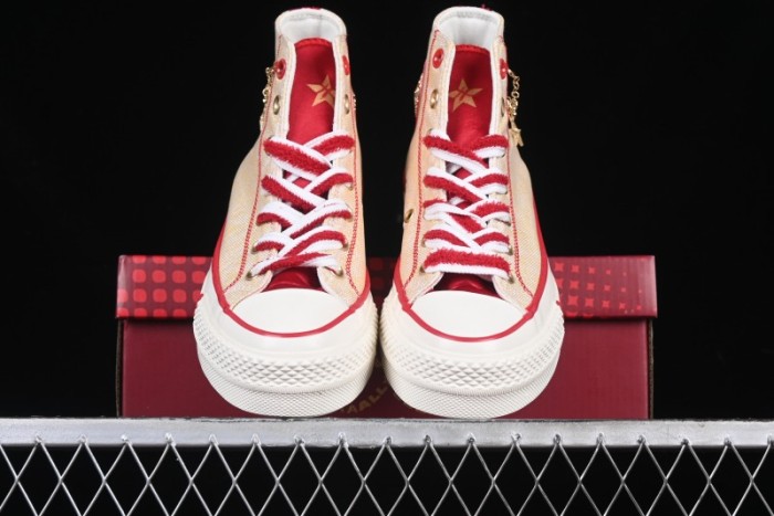 Converse 1970s CNY Year of the Snake Limited Edition High-Top Canvas Sneakers with Gold Star Chain and Metallic Snake Lace Jewelry - A13351C