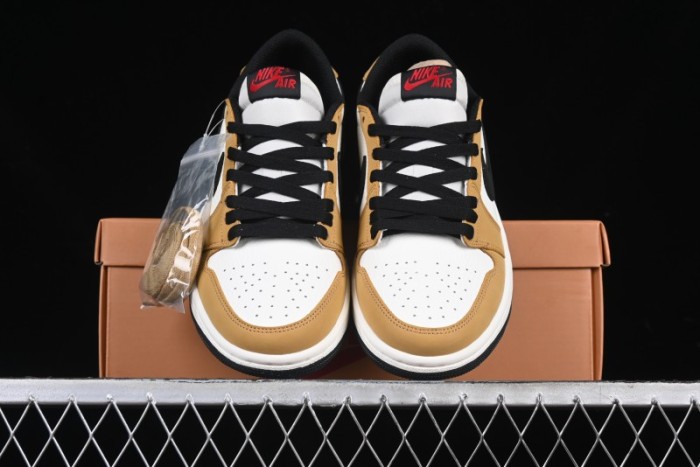 Nike Air Jordan 1 Low OG AJ1 White Yellow Black Swoosh Casual Sneakers - CZ0790-107