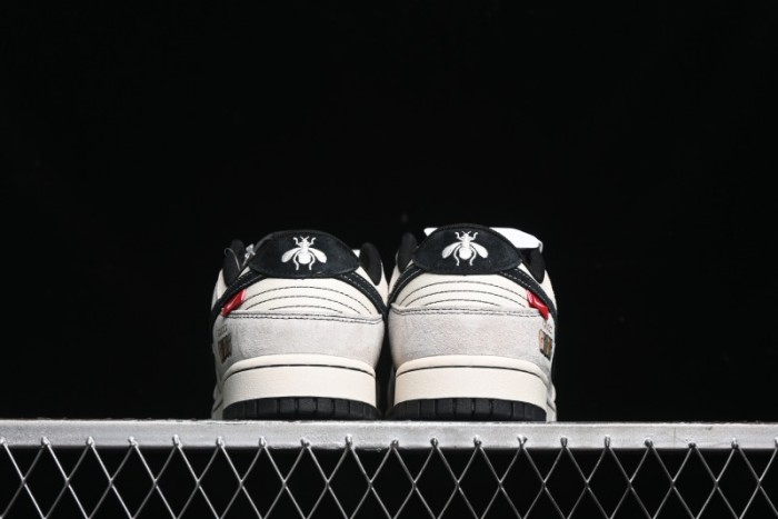 Nike SB Dunk Low Gucci Collaboration - Bumblebee Series Grey Black Hook Anniversary High-End Custom Low-Top Casual Skate Shoes - MM1089-029