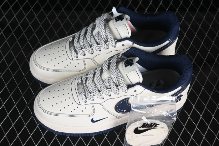 Nike Air Force 1 '07 Low UN Collaboration Navy Splatter Swoosh Casual Sneakers - XS1958-522