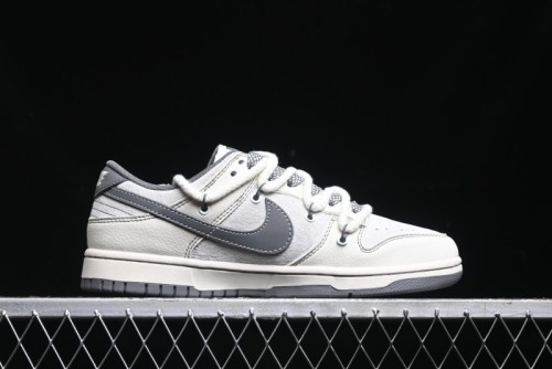 Nike SB Dunk Low Supreme x Stone Island Triple Collaboration - Strap Patch Gray Hook Anniversary High-End Custom Low-Top Casual Skate Shoes - YX5066-203