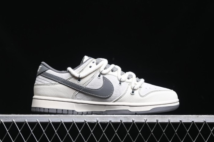 Nike SB Dunk Low Supreme x Stone Island Triple Collaboration - Strap Patch Gray Hook Anniversary High-End Custom Low-Top Casual Skate Shoes - YX5066-203