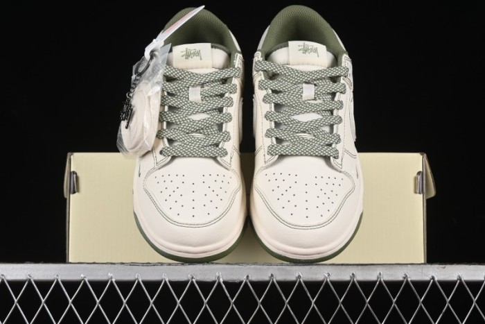 Nike SB Dunk Low Stussy Collaboration - Beige Green Anniversary High-End Custom Low-Top Casual Skate Shoes - BB1818-102