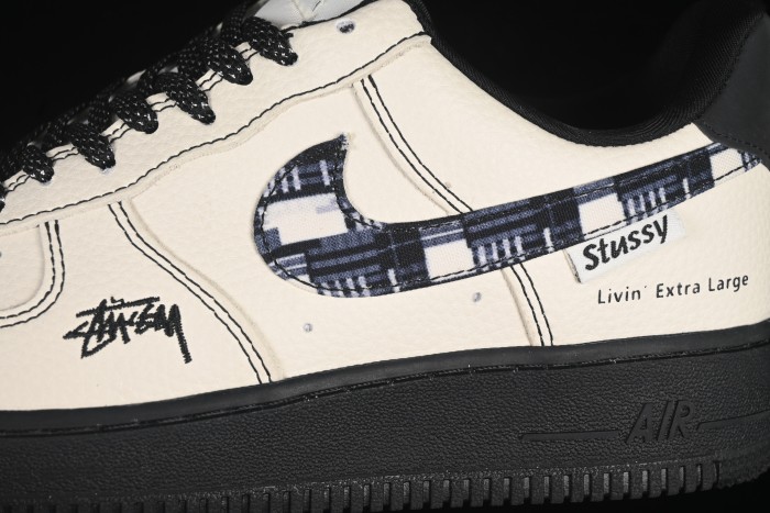 Nike Air Force 1 '07 Low Stussy Collaboration Checkerboard Black White Low-Top Casual Sneakers - KK1988-071