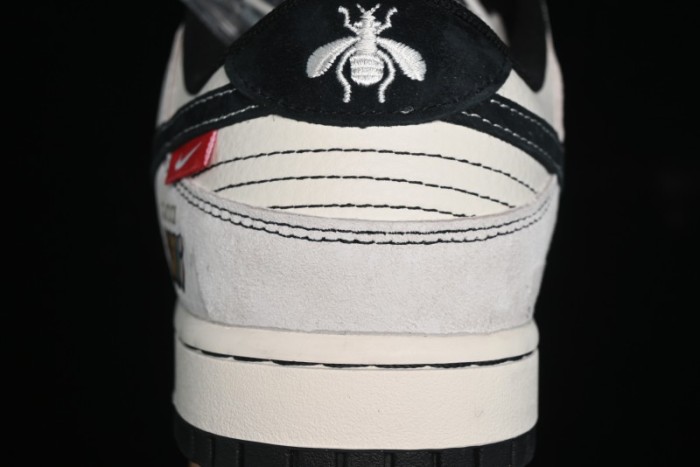 Nike SB Dunk Low Gucci Collaboration - Bumblebee Series Grey Black Hook Anniversary High-End Custom Low-Top Casual Skate Shoes - MM1089-029