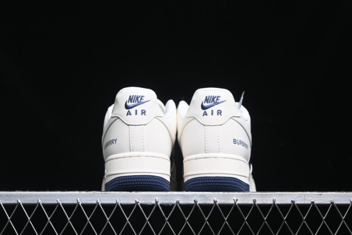 Nike Air Force 1 '07 Low Burberry Collaboration - Off White Navy Blue Patchwork Low Top Casual Sneakers BB8588-222
