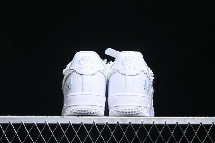 Nike Air Force 1 '07 Low Casual Sneakers with Valentines Day Theme and Blue Bow Detail - CH9999-223
