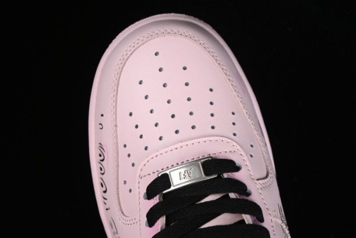 Nike Air Force 1 '07 Low Casual Sneakers with Anime-inspired Peach Pink Spray Design - CW2288-111