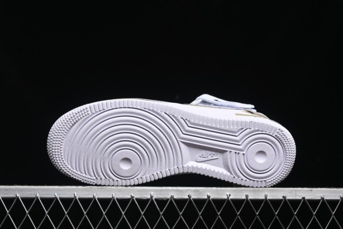 Nike Air Force 1 '07 Mid Hand-Painted Olive Green with Swoosh Shadow Strap Mid-Top Casual Sneakers - CW2289-111