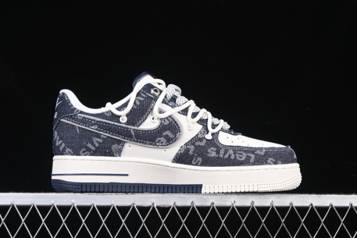 Nike Air Force 1 '07 Low Levi's Collaboration Light Blue Denim Drawstring Casual Sneakers - SJ1198-900