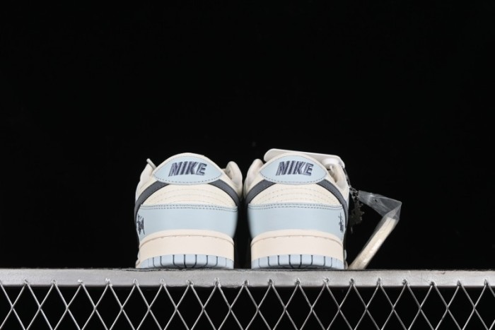 Nike SB Dunk Low Stussy Collaboration Anniversary Edition Light Blue Custom Low-Top Casual Skate Shoes - CF3688-012